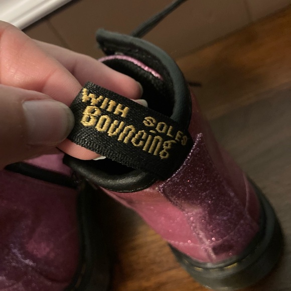 Pink Glitter Lace Up Doc Martens Toddler Boots Size 8 Great Condition - Picture 8 of 9